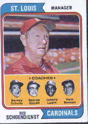 1974 Topps Baseball Cards      236     Red Schoendienst MG